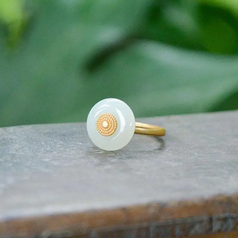 

Free Shipping Round Ring 925 Vintage Natural Peace Buckle Ring Adjustable Temperament Jewelry Women's Chinese Court Style