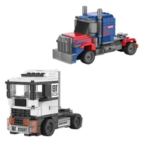 diy city vehicle pickup truck heavy cargo transport model building block set mechanical truck pull back car toy for children