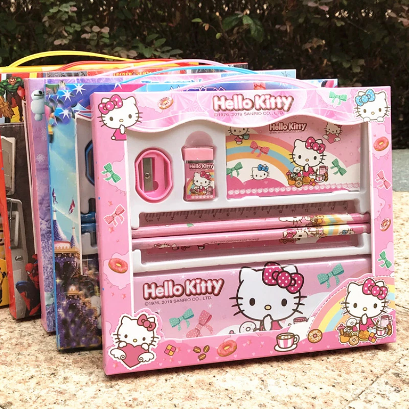 

Hello Kitty Stationery Set Gift Box Kindergarten School Supplies Childrens Birthday Gifts Prize Stationery Gift Bag Pencil Ruler
