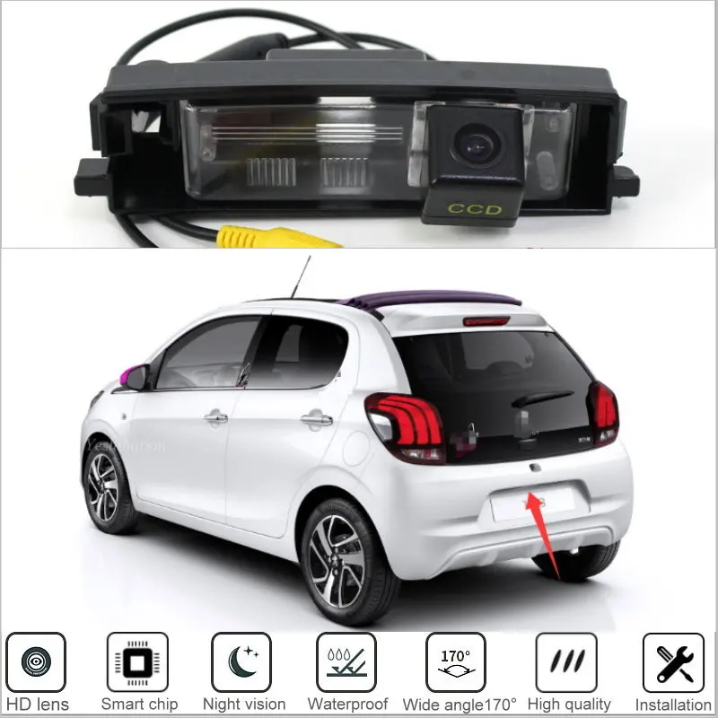 Фото Автомобильная камера заднего вида для Peugeot 108 2014 2015 2016 2017 2018 2019 2020 2021, камера заднего вида для парковки HD №1