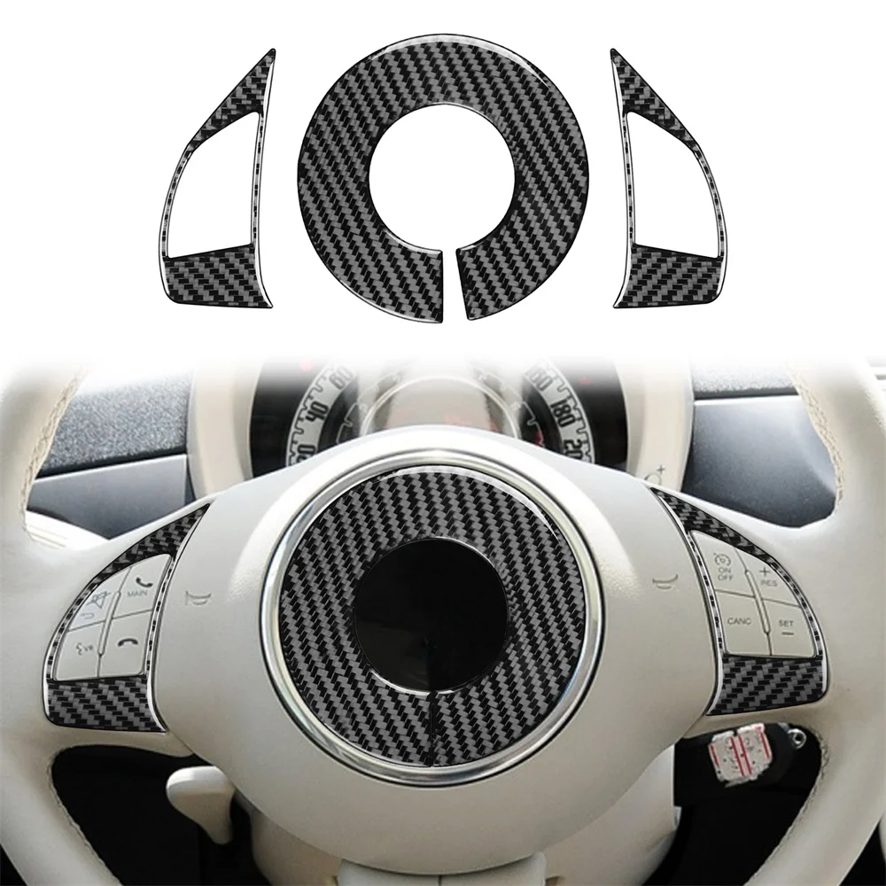 

Наклейки на руль из углеродного волокна для Fiat 500 12-15, 3 шт.