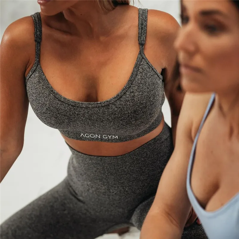 

AGONGYM Women Gym Set Workout Sport Pants Bra Gym Suits Fitness Shorts Crop Top High Waist Running Leggings Sports Sets