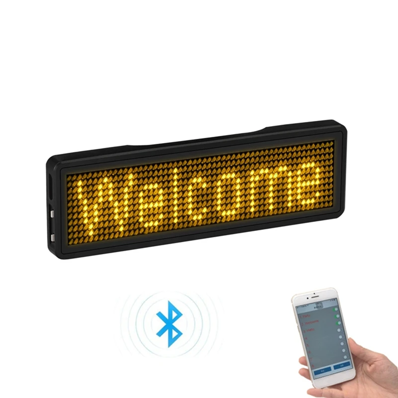 Фото Светодиодный бейдж ABJT-Bluetooth с программируемым дисплеем, перезаряжаемый, для отображения сообщений, DIY №2