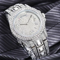 full bling aaa diamonds watch for men hip hop iced out mens watches steel fashion quartz watch waterproof relogio dropshipping