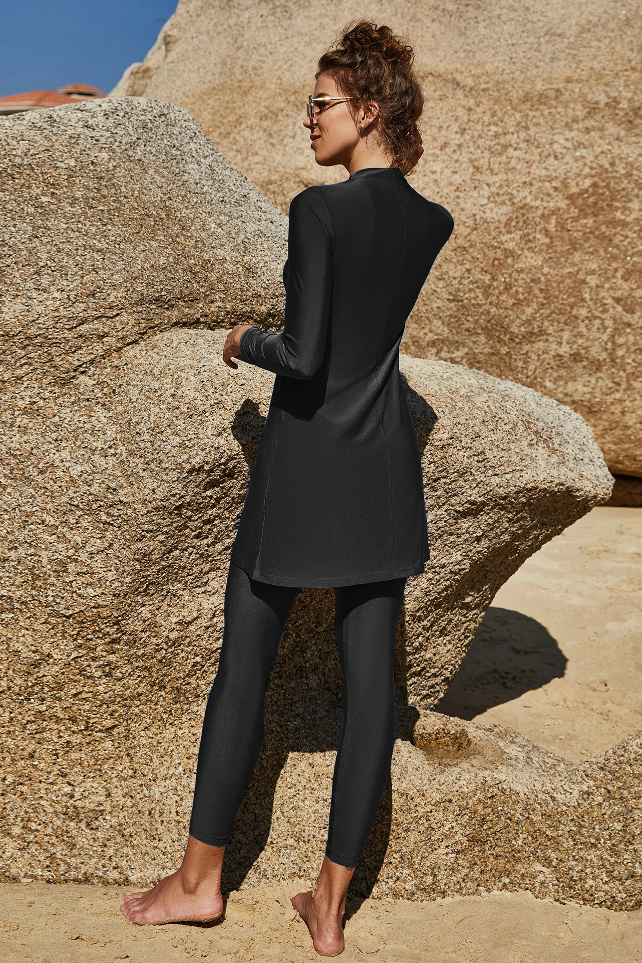 Мусульманский купальник для женщин скромный черный 2022 свободный хиджаб Burkini