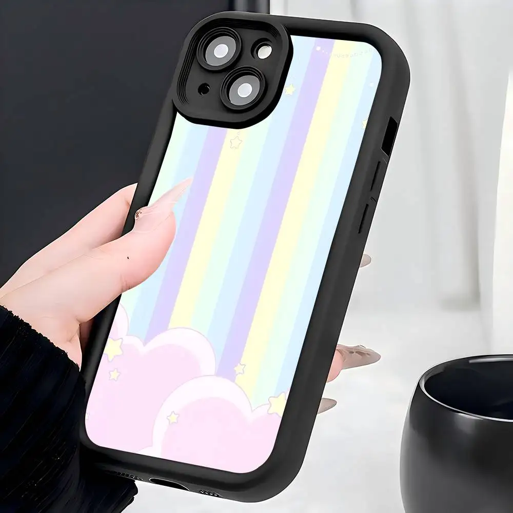 Фото Чехол для телефона Dreamy Cloud & Star Stripes для iPhone 17 16 15 14 13 12 11 Pro Plus Max, мягкий ТПУ, с защитой объектива, мягкий чехол №4