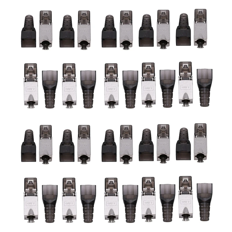 

20 шт./лот безинструментальный экранированный разъем RJ45 Cat 7, разъем Cat7, модульные разъемы Cat7, 23/24 ГБ, серый