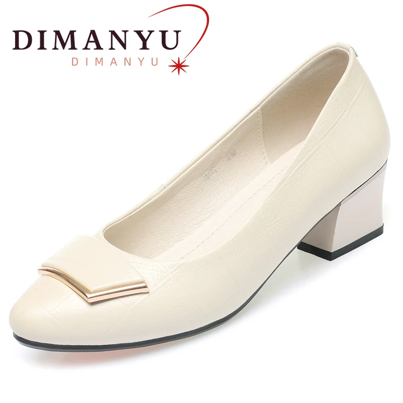 Dress Shoes Women Genuine Leather Large Size 41 42 Mid Heel Women Spring Shoes Fashion Red Office Work Shoes Women