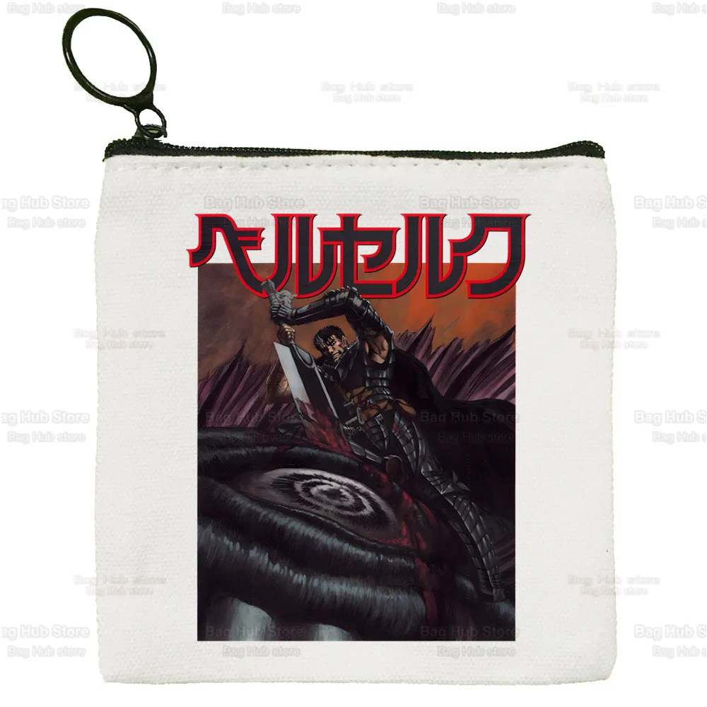Berserk Anime Simple Canvas Coin Purse Cute Cartoon Key Case Guts Griffith Bag Coin Behelit Legend Sword Warrior Storage Bag