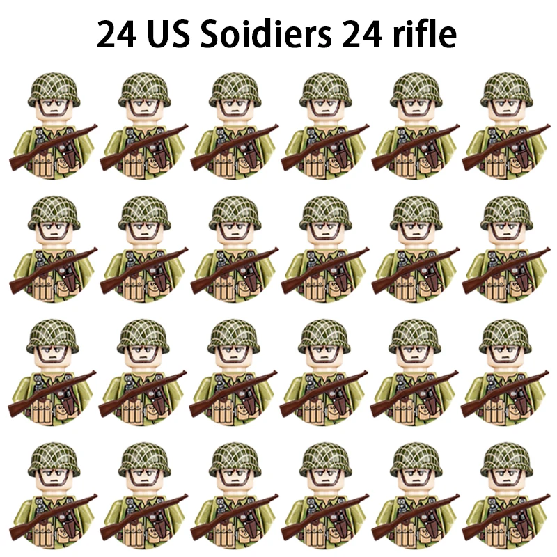 24 шт./набор Детский конструктор Солдат Второй мировой войны