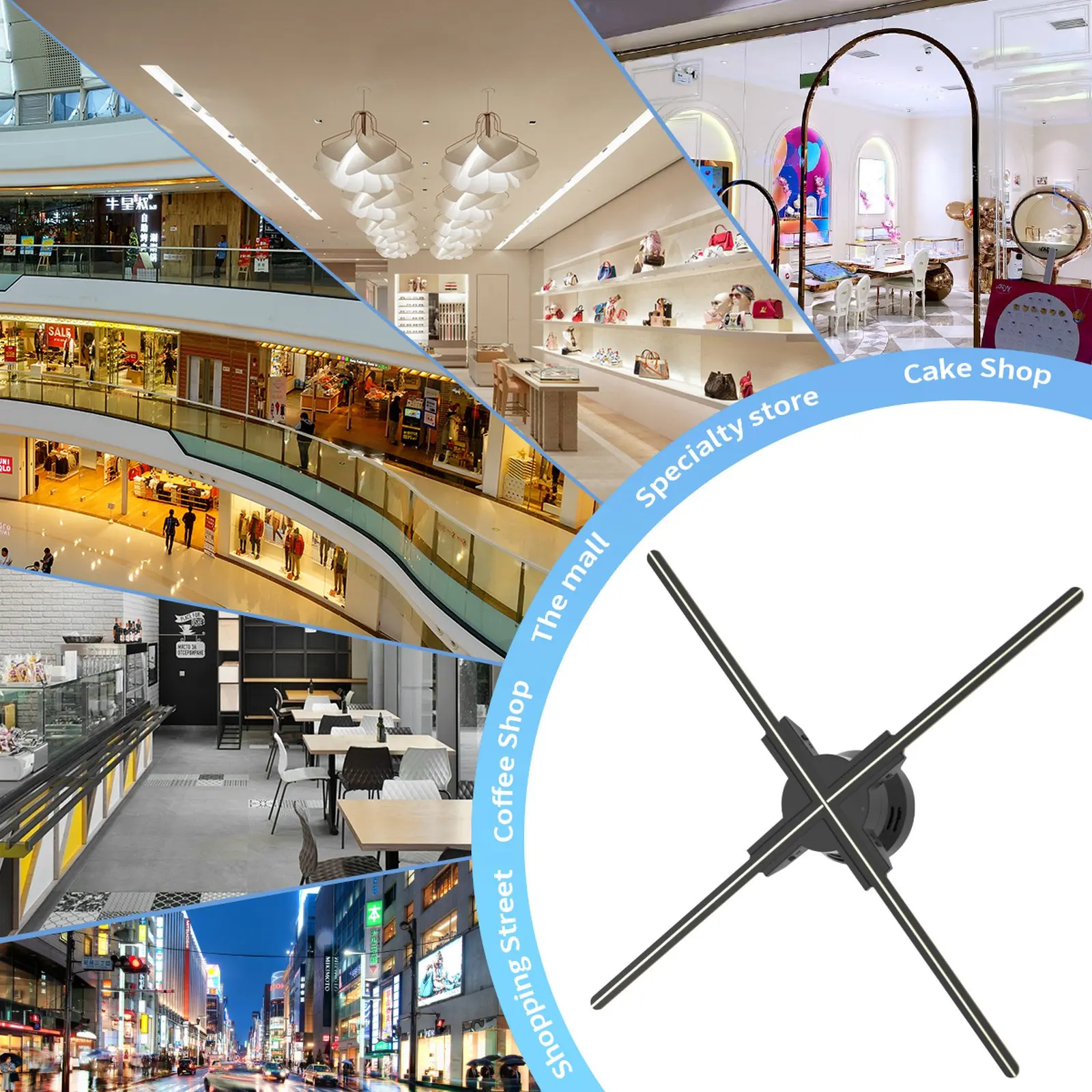 56 см 3D вентилятор 672 светодиодный голографический проектор лампа поддержка