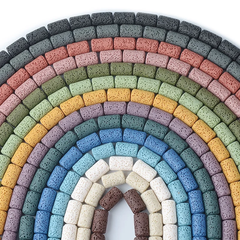 Натуральная колонна из вулканической породы черные свободные бусины цилиндр