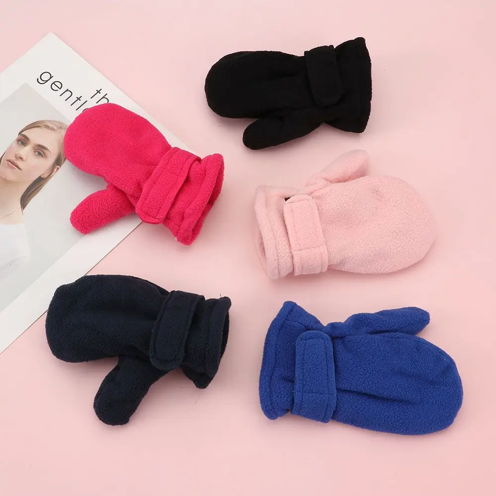   Thickening Warm Toddler Infant Kids Boy Girls Childrens Gloves Lined with Fleece Outdoor Hand Warmers Winter Mittens 