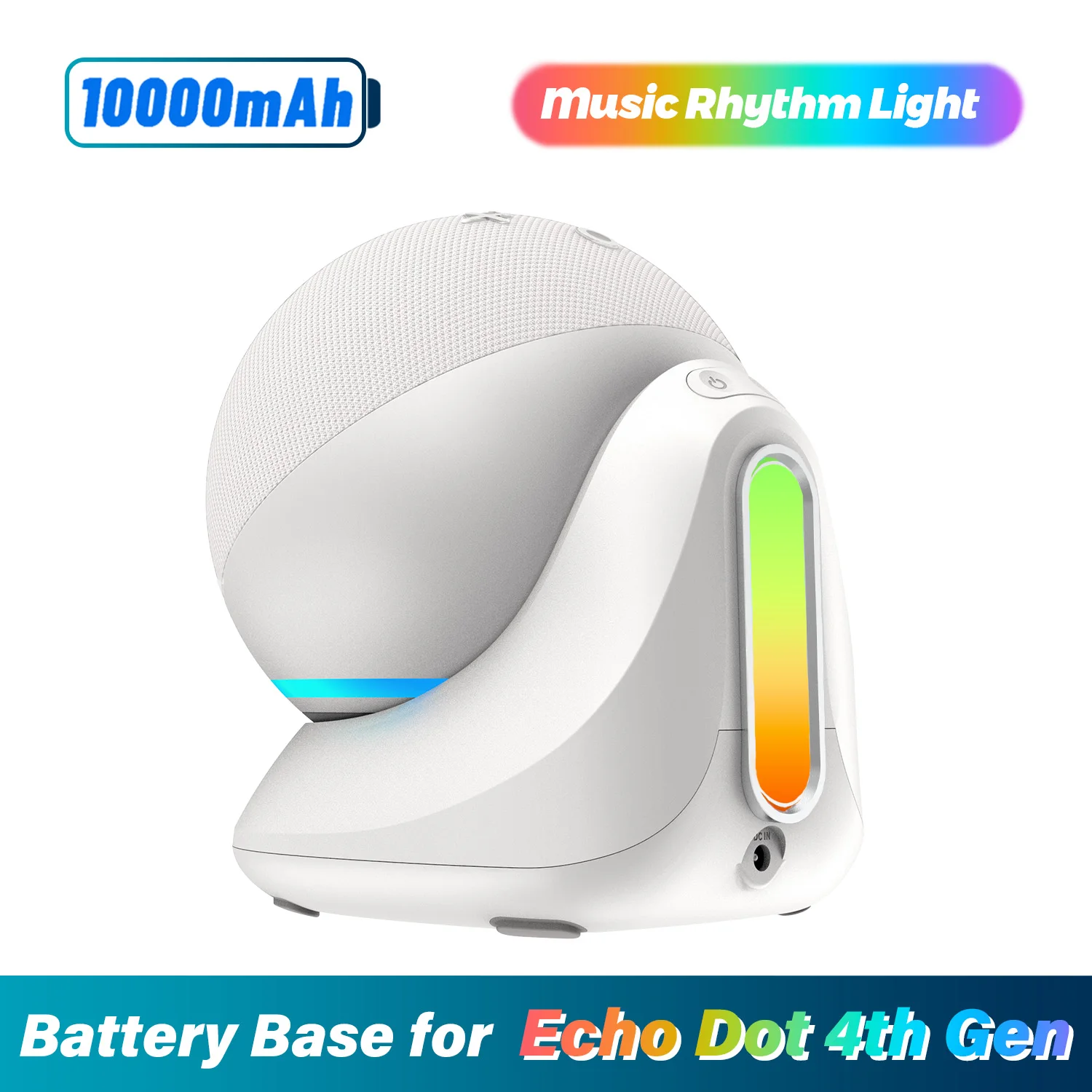 

Music Rhythm Lights Battery Base For Echo Dot 4th Gen Portable Charger Power Bank For Alexa Speaker Docking Station Rechargeable