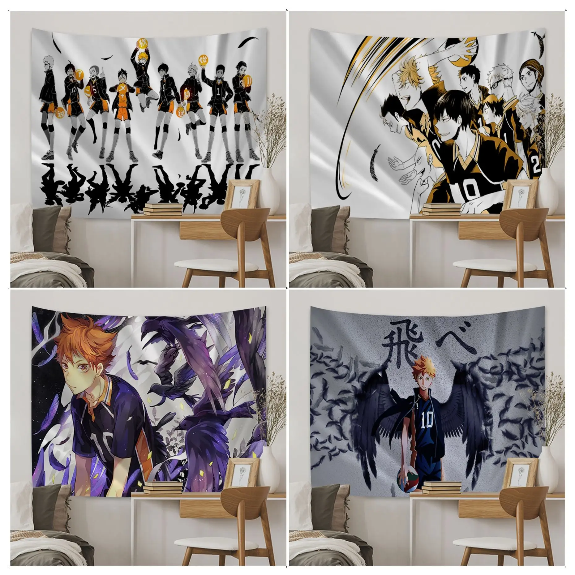 

Anime Haikyuu Cartoon Tapestry Hippie Flower Wall Carpets Dorm Decor Home Decor