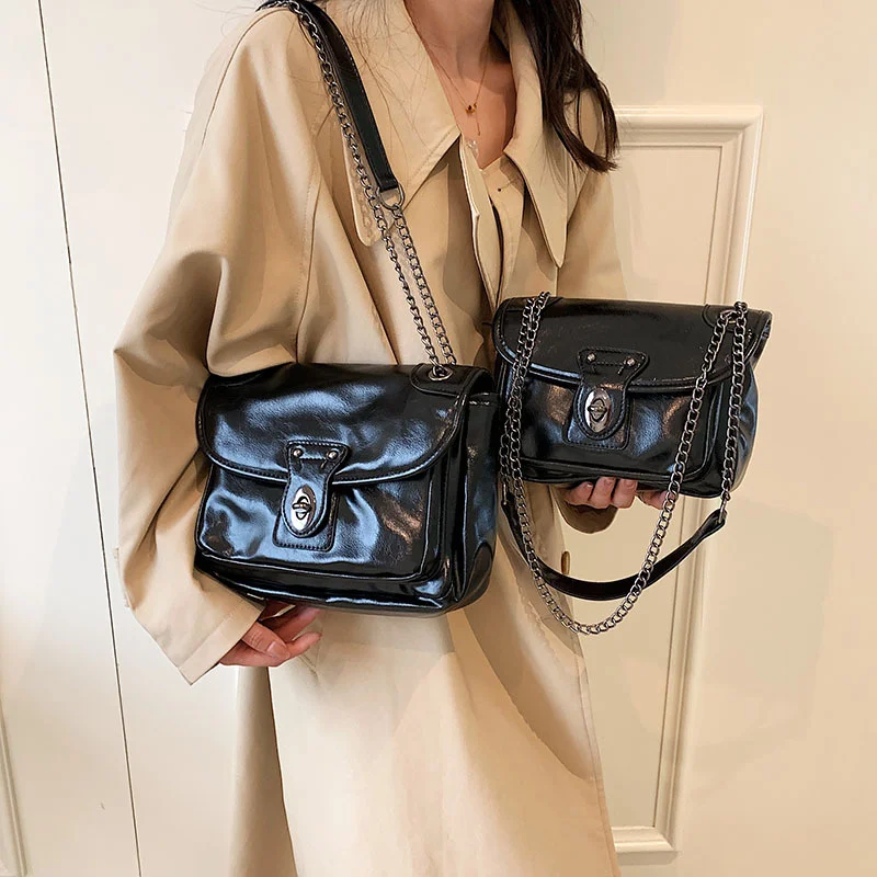 

Женская сумка через плечо, простая черная дамская сумка-мессенджер, портативная Сумочка в стиле ретро, индивидуальный трендовый стиль