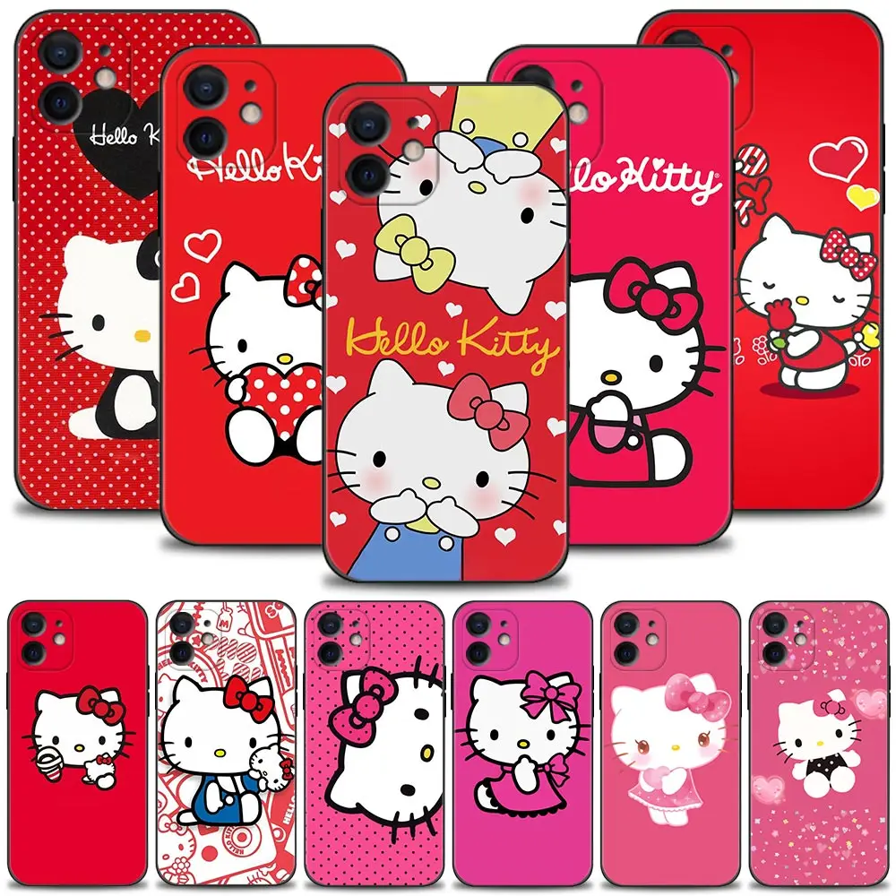 

Phone Case For Apple iPhone 13 12 11 Pro Max Mini XS XR X 7 8 6 6S Plus 5 5S SE Bumper Red Yellow Blue Clothes Hello Kitty