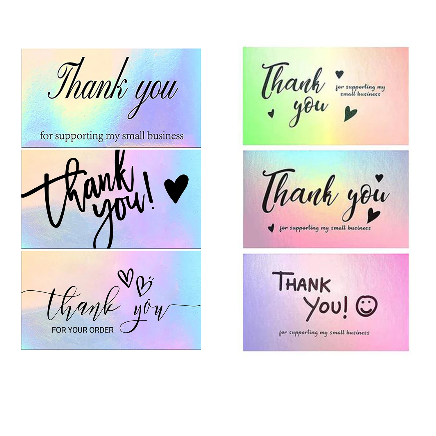 

50 Pcs Thank You For Supporting My Small Business Reflective Laser Appreciate Cards Greeting Postcard For Online Retail Shopping