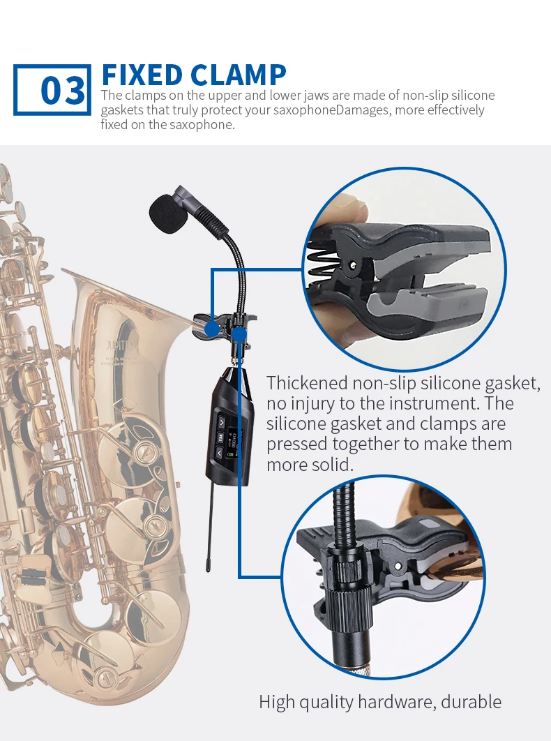 Baomic Tr-15 Saxophone Wireless Transceiver Rechargeable Uhf Camera Smart Phone Microphone Transmitter Receiver System