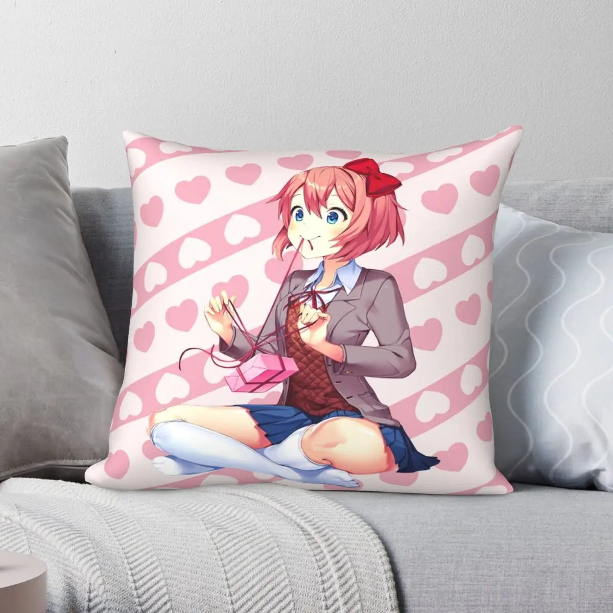 

Square Pillowcase Polyester Linen Printed Zip Decor Home Cushion Cover 18"