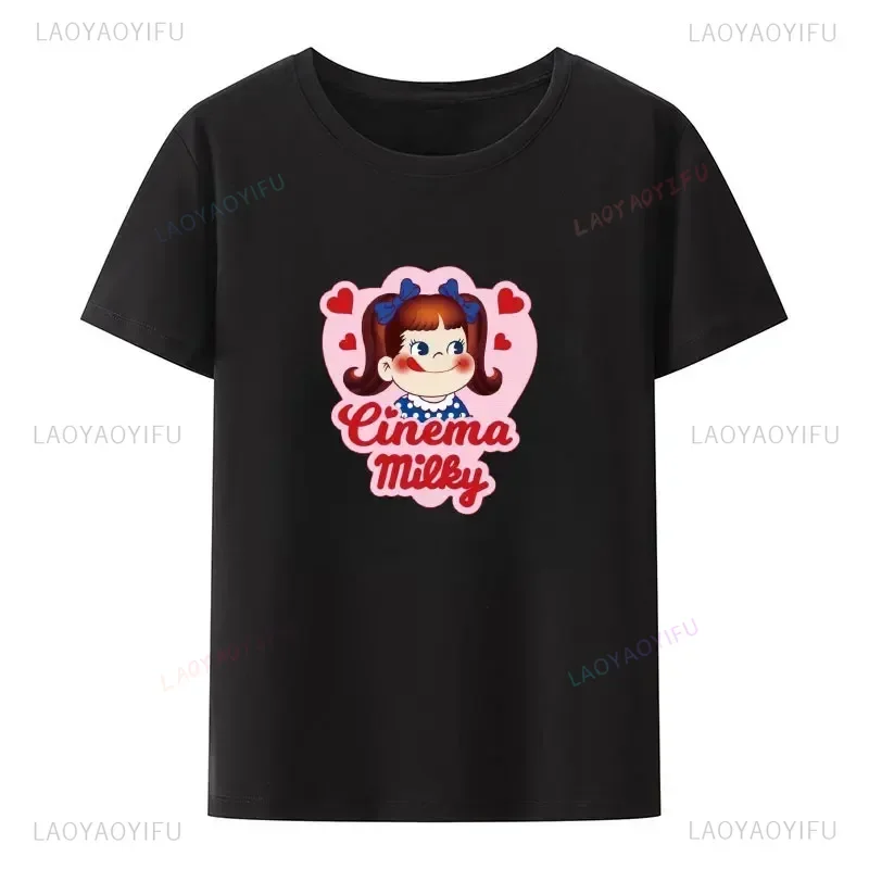 Классические футболки с рисунком в стиле ретро Milky Peko-chan 100% хлопок мужская одежда