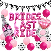 funmemoir hot pink brides last ride balloons nashville bachelorette party decoration western cowgirl theme banner party supplies