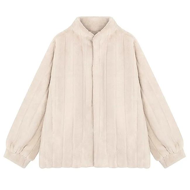 White Teddy Jacket Faux Rabbit Fur Elegant Short Mink Fur Coat 2021 Winter Luxurious Warm Thick Plush Women Loose Furry Jackets