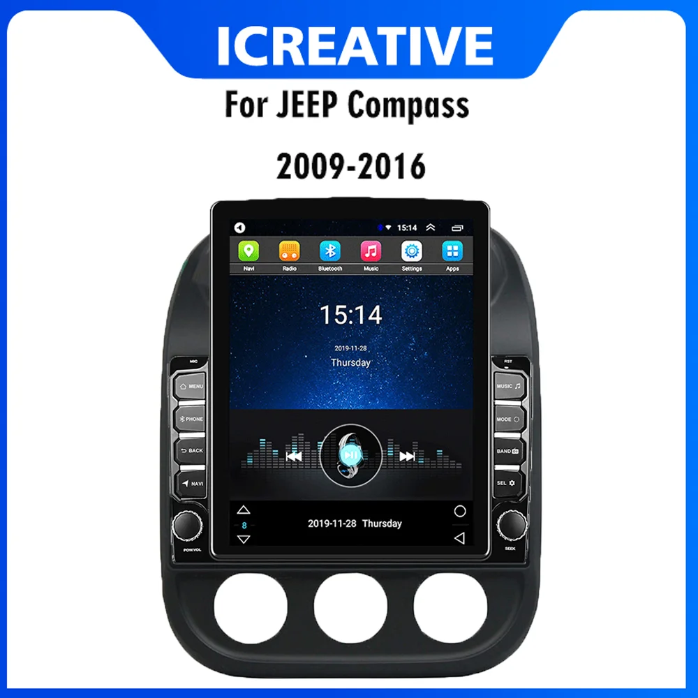 

For JEEP Compass 2009-2016 Car Multimedia Player 4G Carplay 2 Din 9.7" Tesla Screen GPS Navigator Android Autoradio