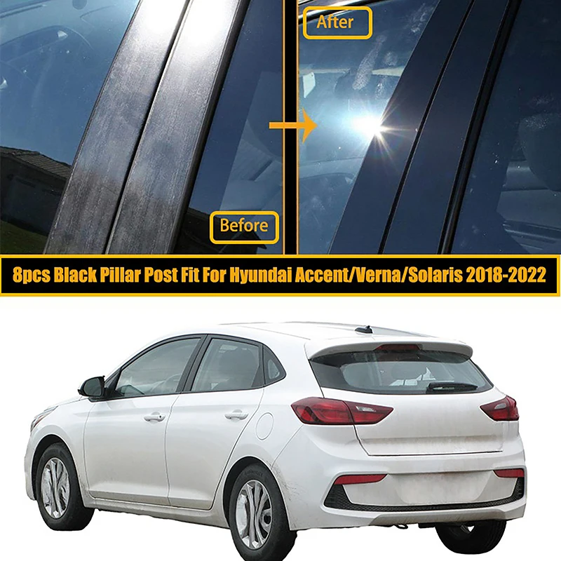 

8 шт. автомобильные столбы столба дверь окно отделка наклейка чехол для Hyundai Accent/Verna/Solaris 2018 2019 2020 2021 2022 внешние части