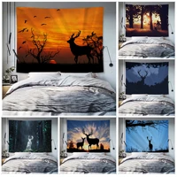 deer silhouette forest tapestry art printing hanging tarot hippie wall rugs dorm cheap hippie wall hanging