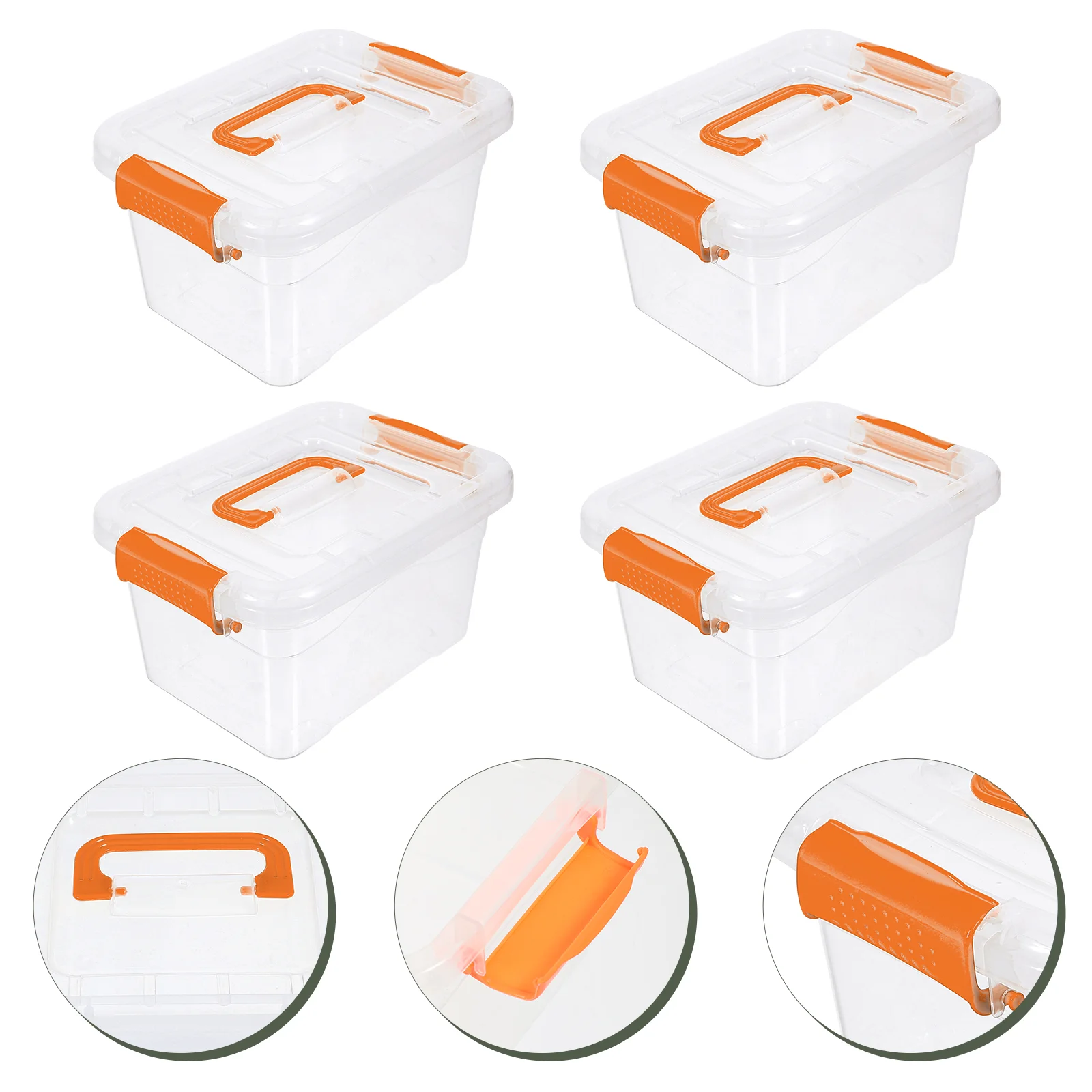 

4 Pcs Portable Storage Box Clear Plastic Tote Case Basket Bathroom Holder Abs Desktop Toy Sundry Organizer