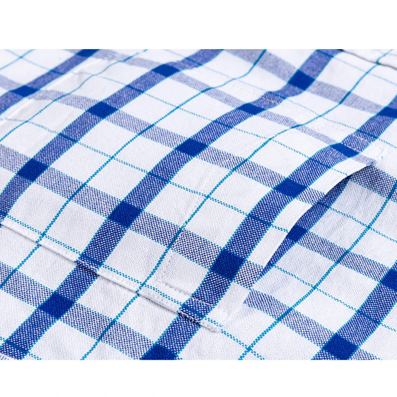 New spring and summer men's Oxford spinning short-sleeved shirt business casual cotton plaid solid color casual slim shirt