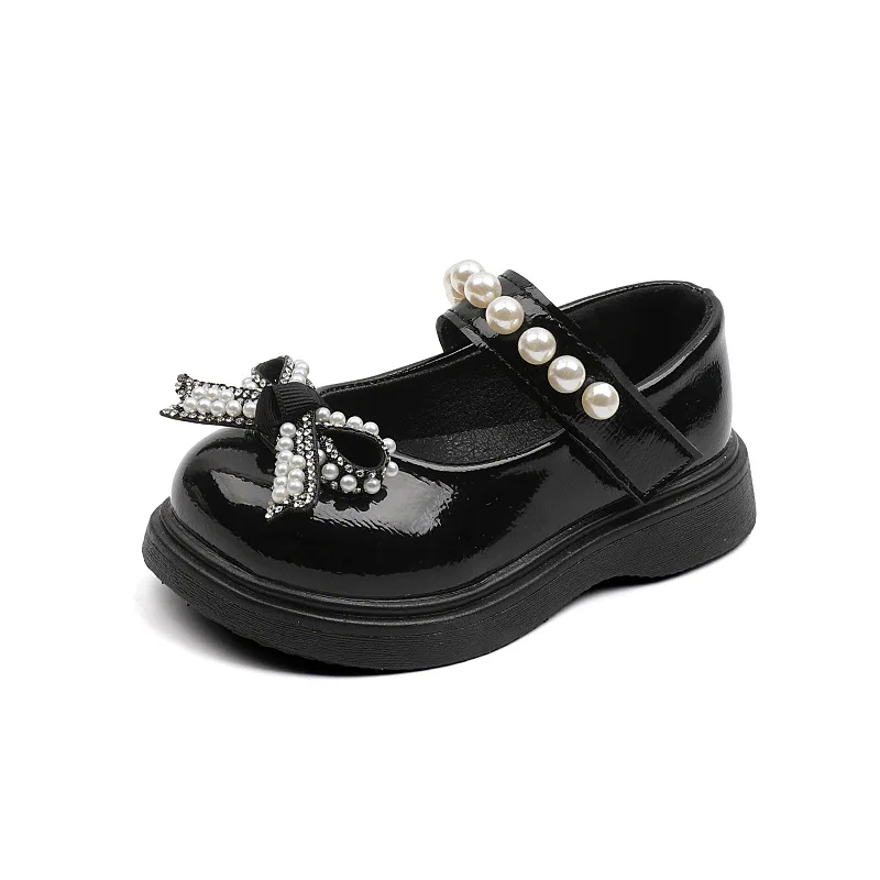 

Baby Pearl Leather Shoes Kids Sweet Single Shoes Spring Autumn 2022 New Bow Girls Princess Shoes Cute Fashion Breathable Chic