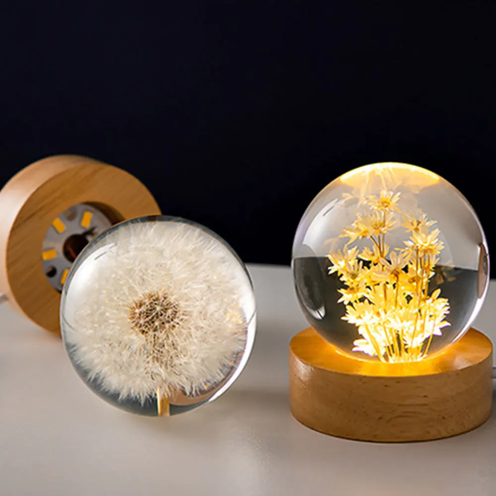 

Одуванчик светящийся хрустальный шар светильник иммортный Цветок Рождественский подарок на день рождения сказосветильник свет настольно...