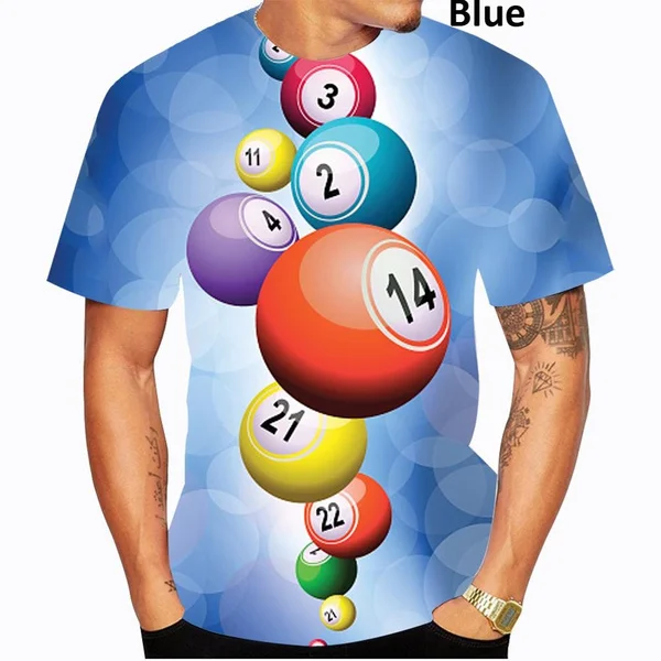 

Новинка 2023, Модная новейшая РУБАШКА УНИСЕКС с 3D принтом бильярдных мячей, забавные мужские топы с коротким рукавом