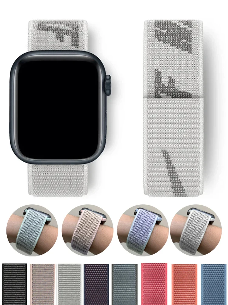 Ремешок для Apple Watch Band 45 мм 44 42 41 49 40 38 нейлоновый браслет Correa iwatch series 8 9 7 6 5 4 3 SE Ultra 2