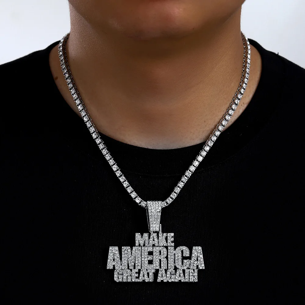 Кубинское Звено-цепочка Ожерелье В Стиле Хип-хоп С Блестящей Хрустальной