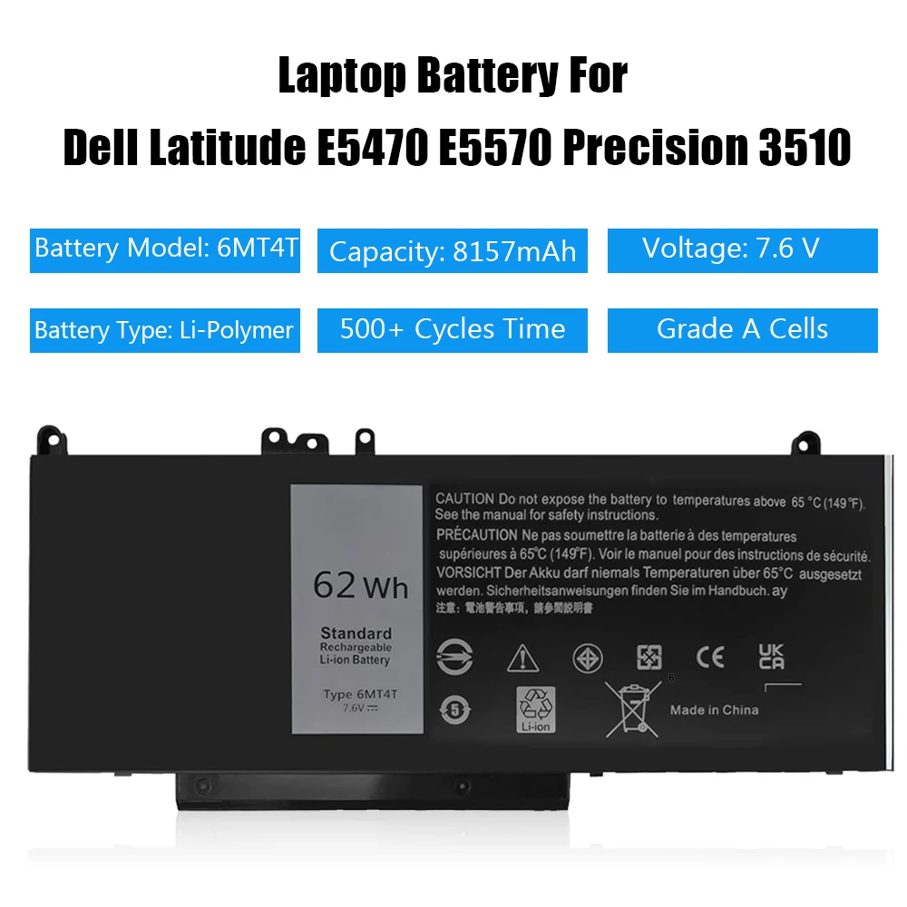 LISCN 7 6 В 62 Втч 6MT4T Аккумулятор для ноутбука DELL Latitude E5470 E5570 Pricision 15 3510 Series 7V69Y TXF9M 79VRK