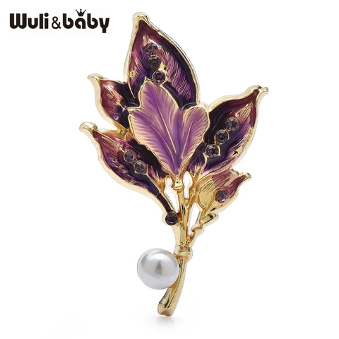 Wuli&baby винтажные эмалированные броши в виде листьев