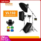 Godox 3 шт. VL150 150 Вт 5600K белая версия светодиодного непрерывного освещения для видеосъемки + 70x10 0 см фонарь + 2,8 м осветительная стойка студисветильник
