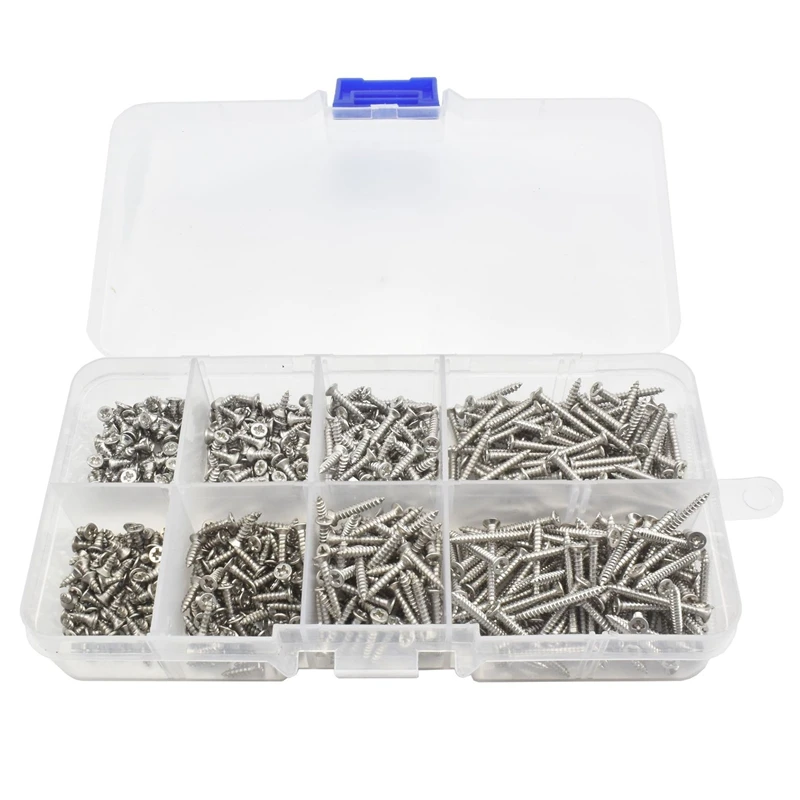 

800 Pcs Wood Screw Assortment Kit Screw Assortment Kit 304 Stainless Steel Flat Head Self Tapping