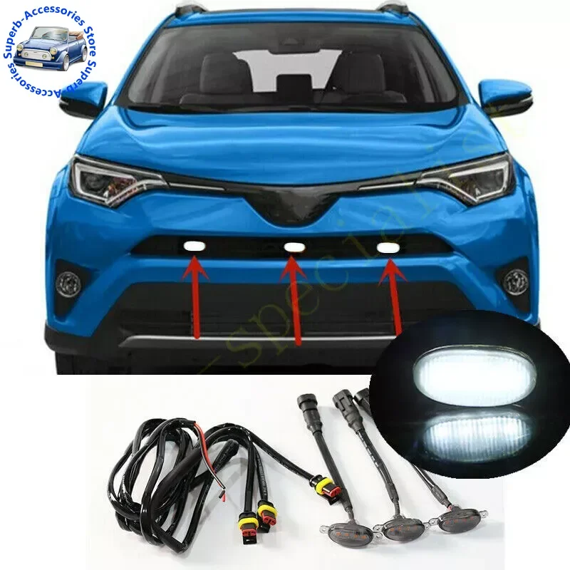 Дымовая передняя решетка белый светодиодный светильник в стиле Raptor для Toyota RAV4