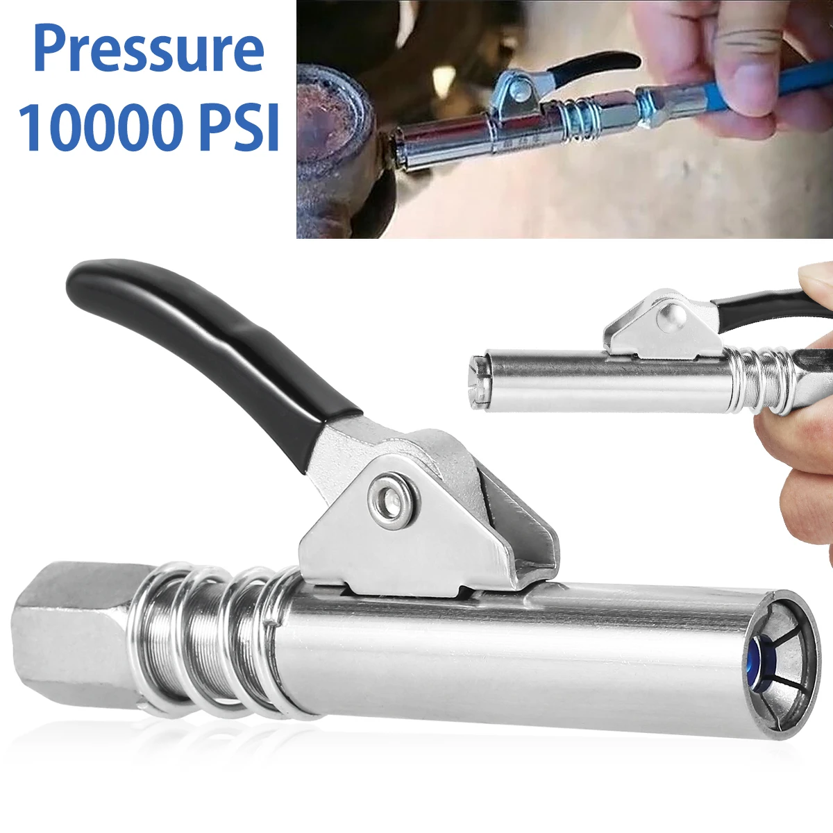 

New Grease Gun Coupler Mini Manual Grease Pump Head 10000PSI Syringe Lubrication Nozzle Oil Filling Tool Grease Injector Nipple