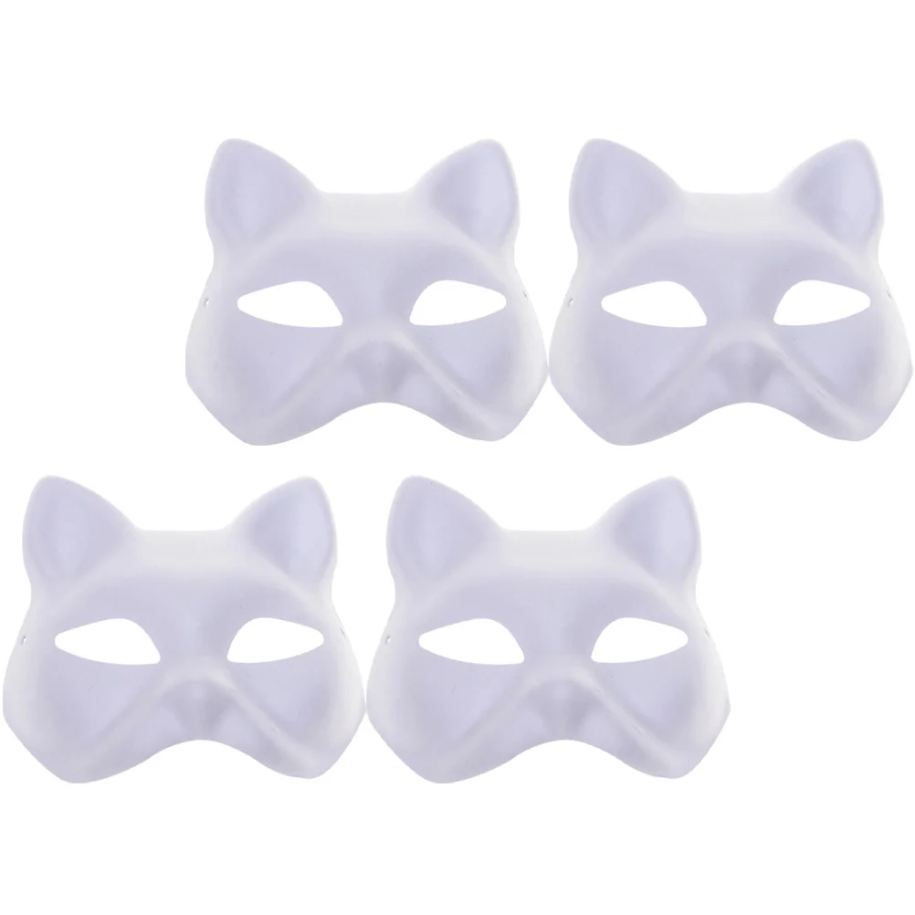 

4 Pcs Hand Painted Pulp Masks Half Halloween DIY Cosplay Party Masquerade Women Blank Decorate