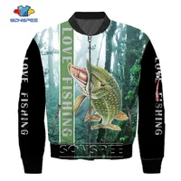 SONSPEE Love Fishing 3D Printed  Long Sleeve Carp Fish Clothing Zipper Jacket Oversized Jungle Animal Hip Hop Coat for Men
