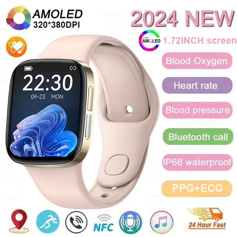 Фото Мужские Смарт-часы для Huawei iOS 320*380DPI HD экран термометр ЭКГ + PPG фитнес-трекер часы BT звонки спортивные часы 2024 №1