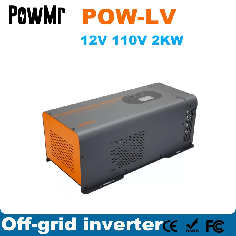 PowMr 2000W 12VDC To 110VAC Low Frequency Inverter Charger 2KW Pure Sine Wave Voltage Converter Solar Hybrid Inverter 2022