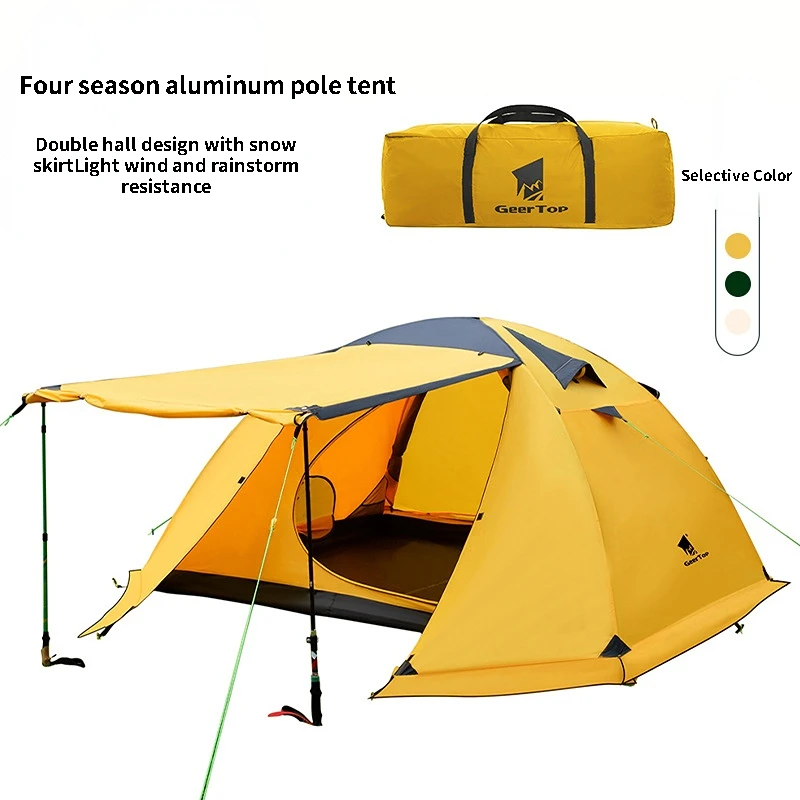 Двухслойная палатка с алюминиевыми стойками и юбкой для снега, палатка для отдыха на открытом воздухе, походов, Всесезонная, для семьи, барбекю, пикника, UPF50 +, для туризма, самостоятельного вождения