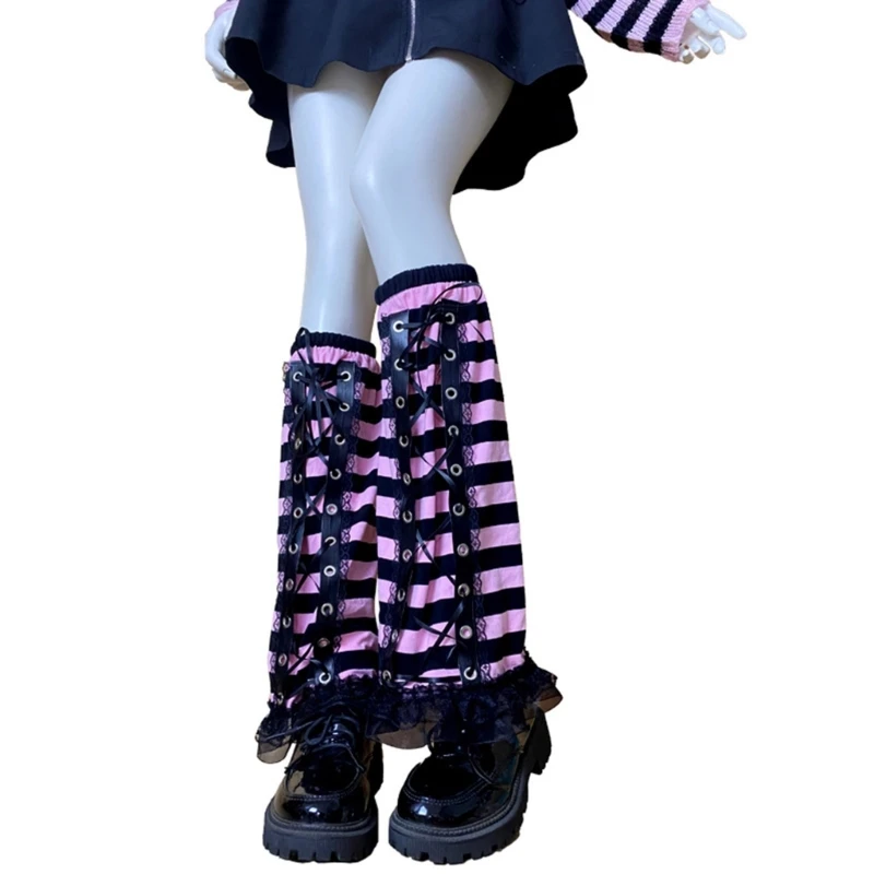 

Женские утепленные носки, модные полосатые носки до колен в стиле панк, женские длинные носки, готическая одежда для женщин