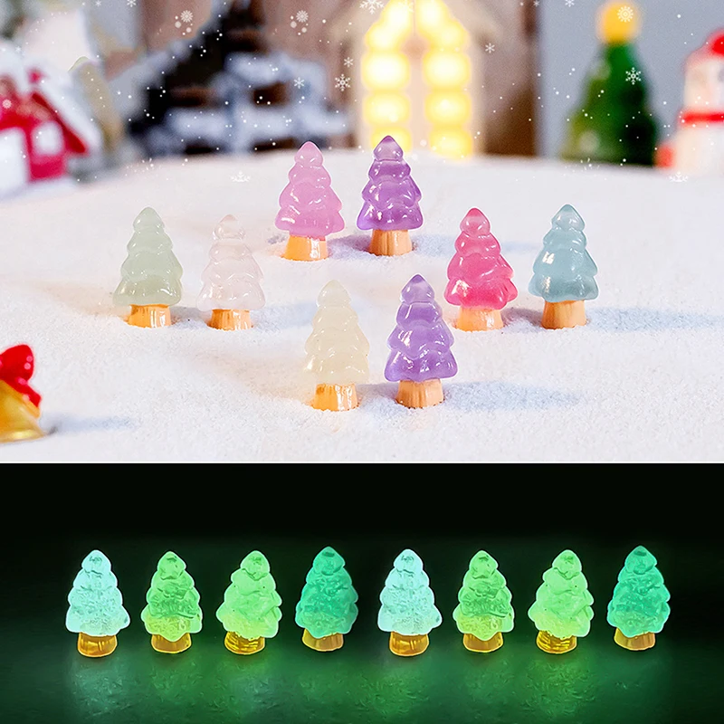 

10Pcs Mini Luminous Christmas Tree Micro Landscape Decoration Car Dashboard Home Ornaments